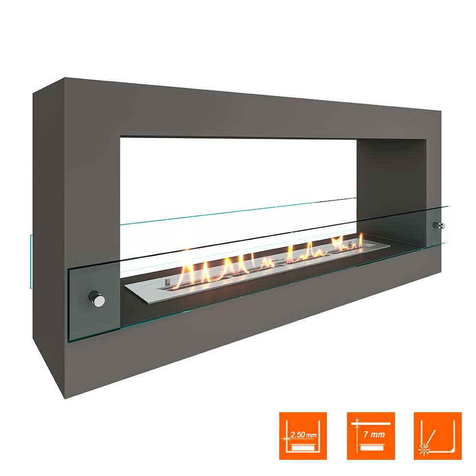 Биокамин SteelHeat FRAME ONE 1000 серый